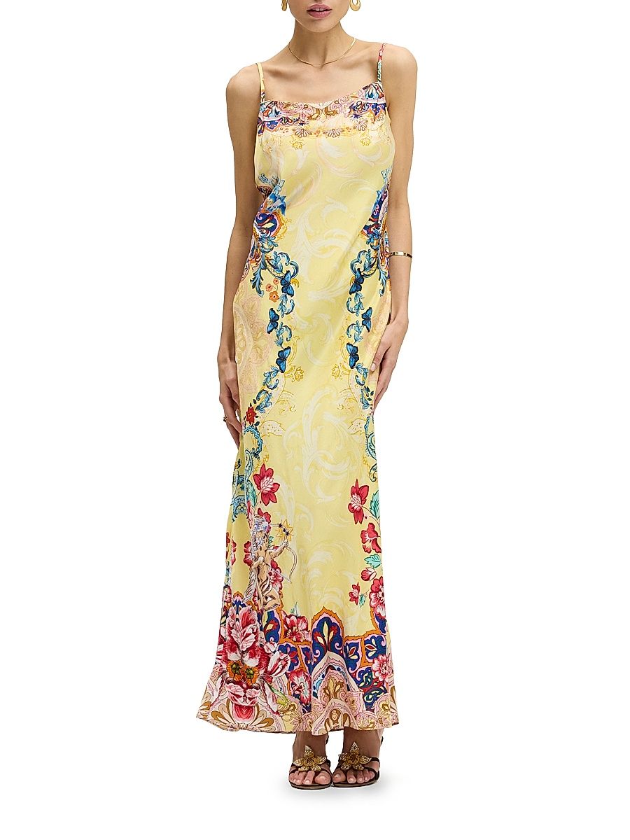 Women's Kaia Floral Slip Maxi Dress - Lemon - Size 8