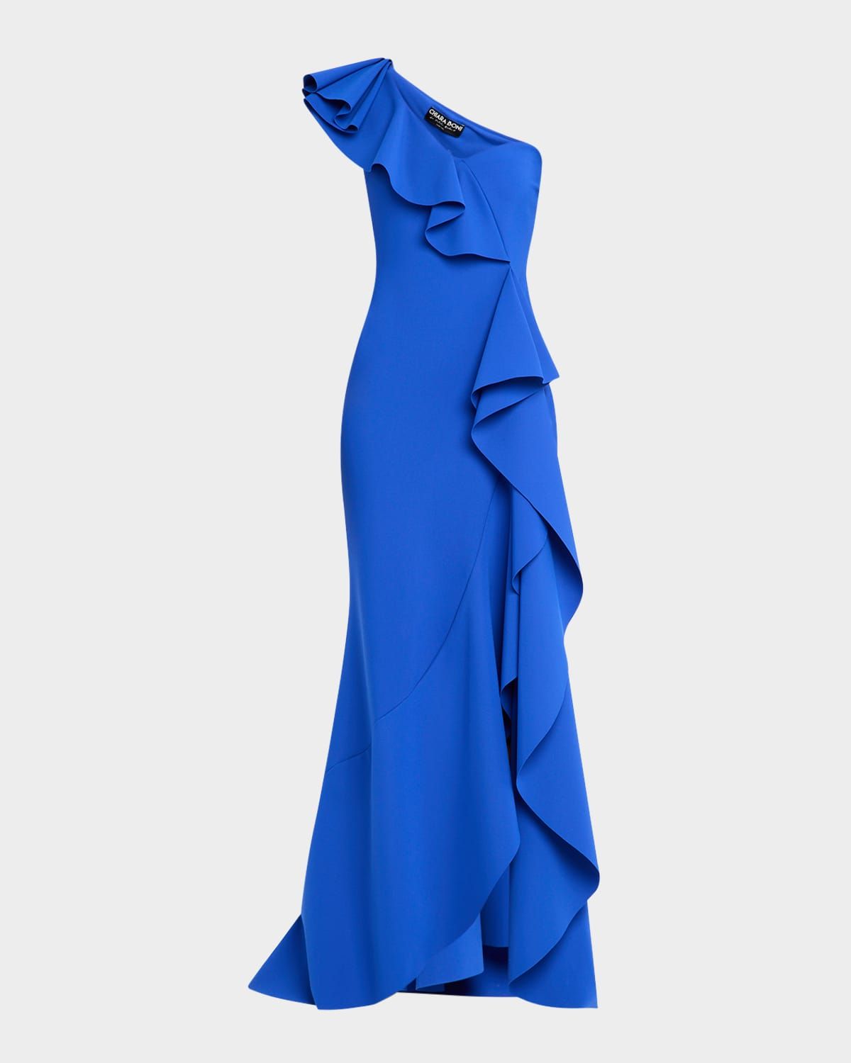 Kafu One-Shoulder Ruffle Gown
