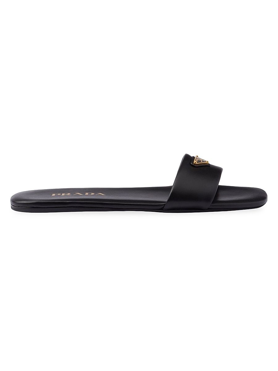 Women's Leather Slides - Black - Size 7