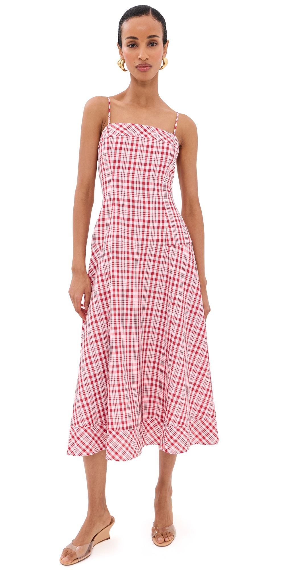 Rosie Assoulin Drop Me A Note Dress Red Plaid 6