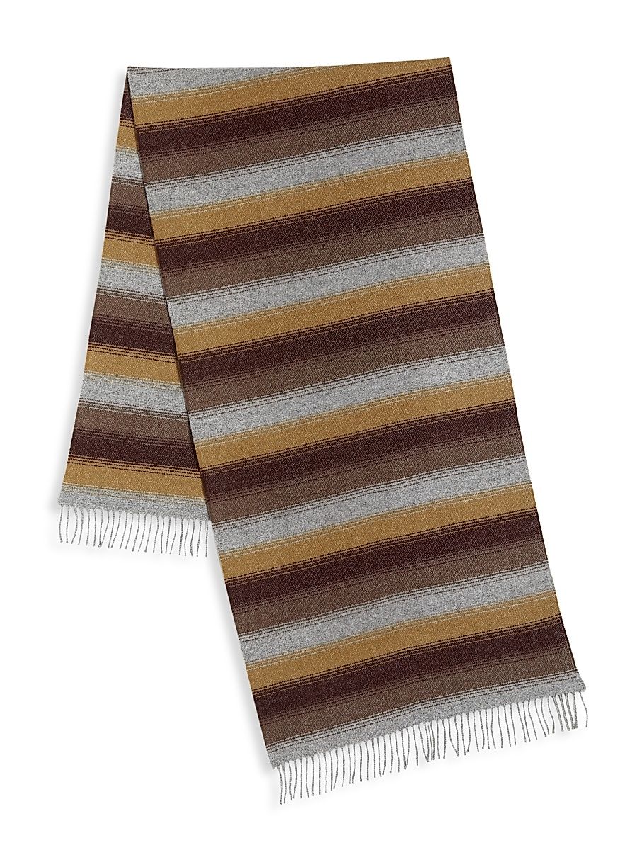 Men's COLLECTION Brushed Striped Scarf - Java