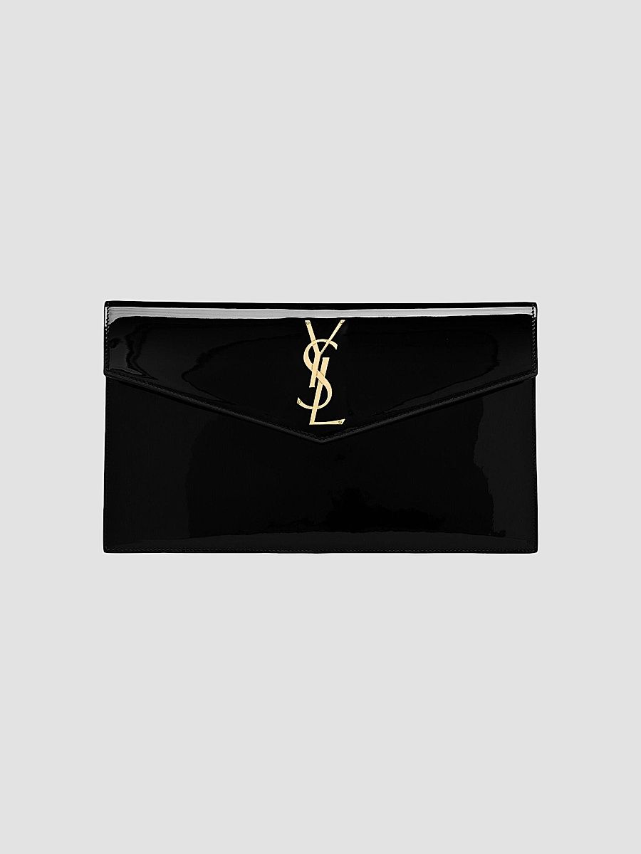 Saint Laurent Women's Uptown Pouch in Patent Leather - Dark Red Wine