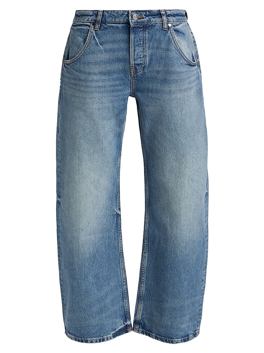 Women's Enzo Cropped Mid-Rise Barrel Jeans - Nomad - Size 29