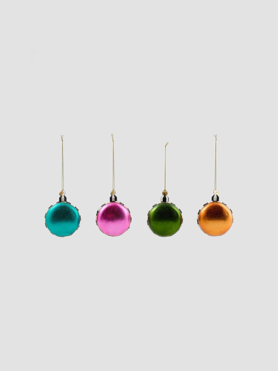 MacKenzie-Childs Confetti Macaroon 4-Piece Glass Ornament Set