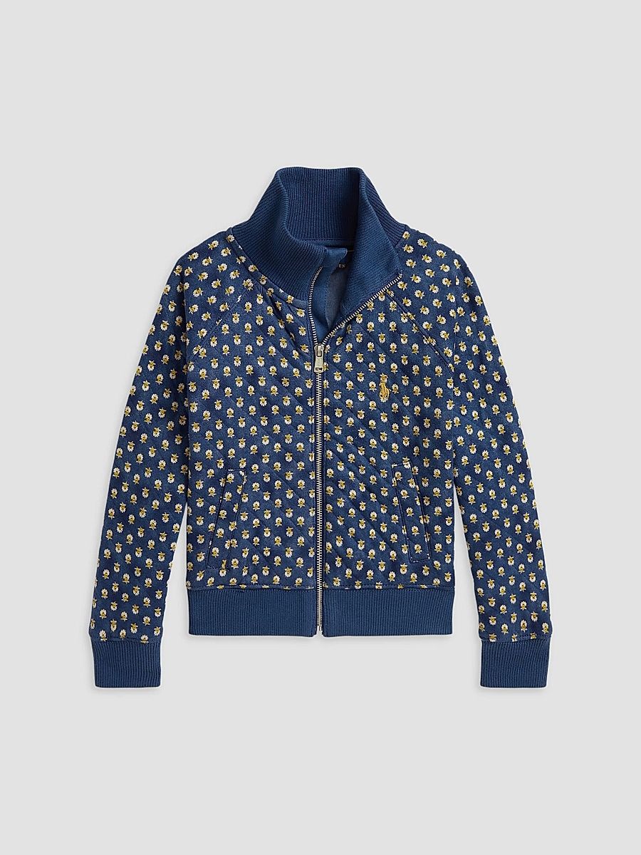 Little Girl's & Girl's Floral Quilted Velour Jacket - Preppy Woodblock - Size 16