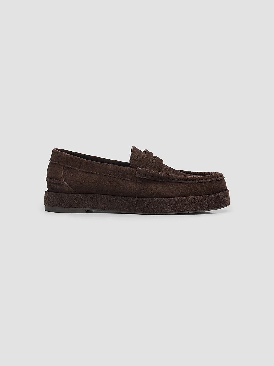 Women's Sergia Suede Penny Loafers - Brown Castoro - Size 10.5