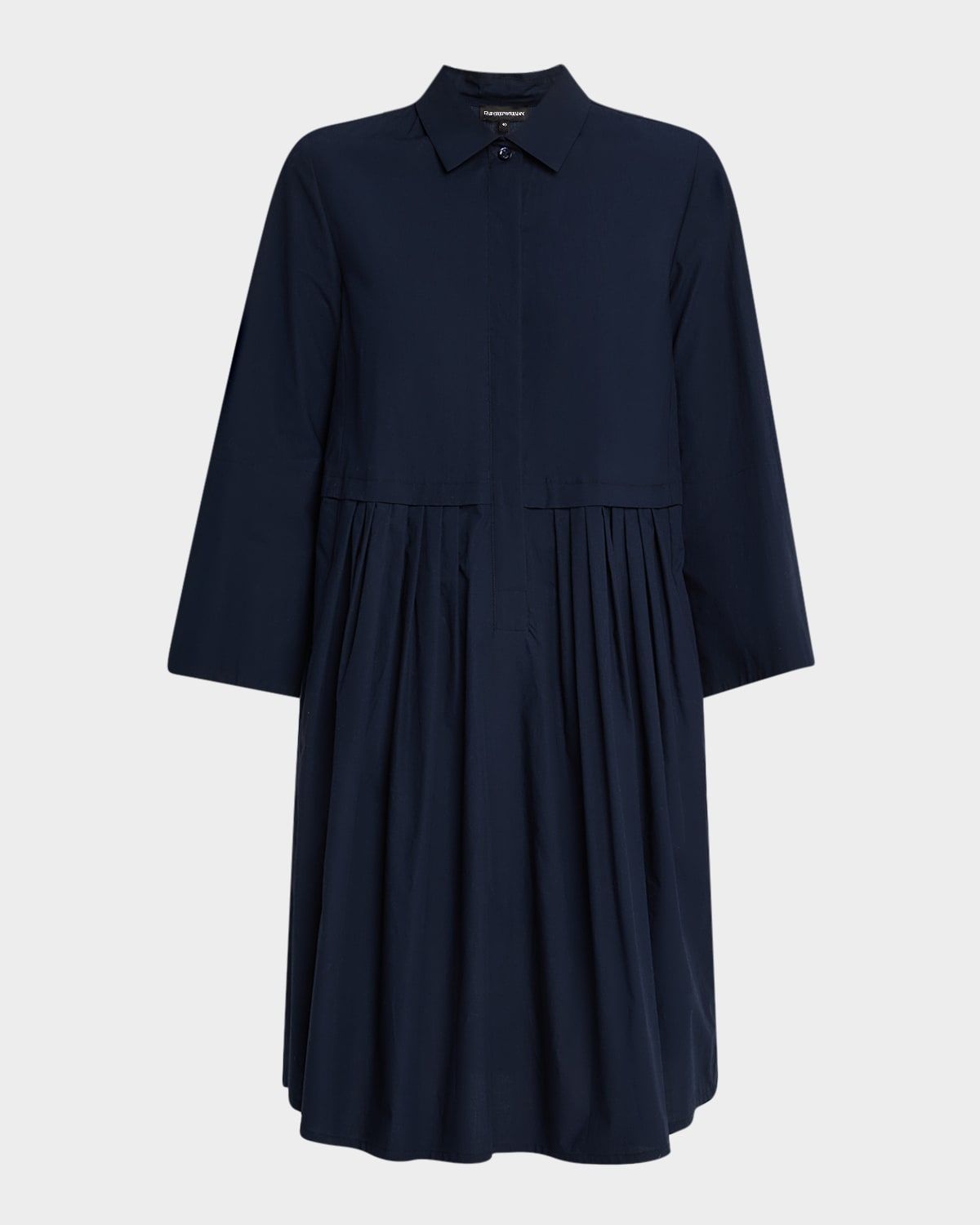 Pleated Cotton Poplin Shirtdress