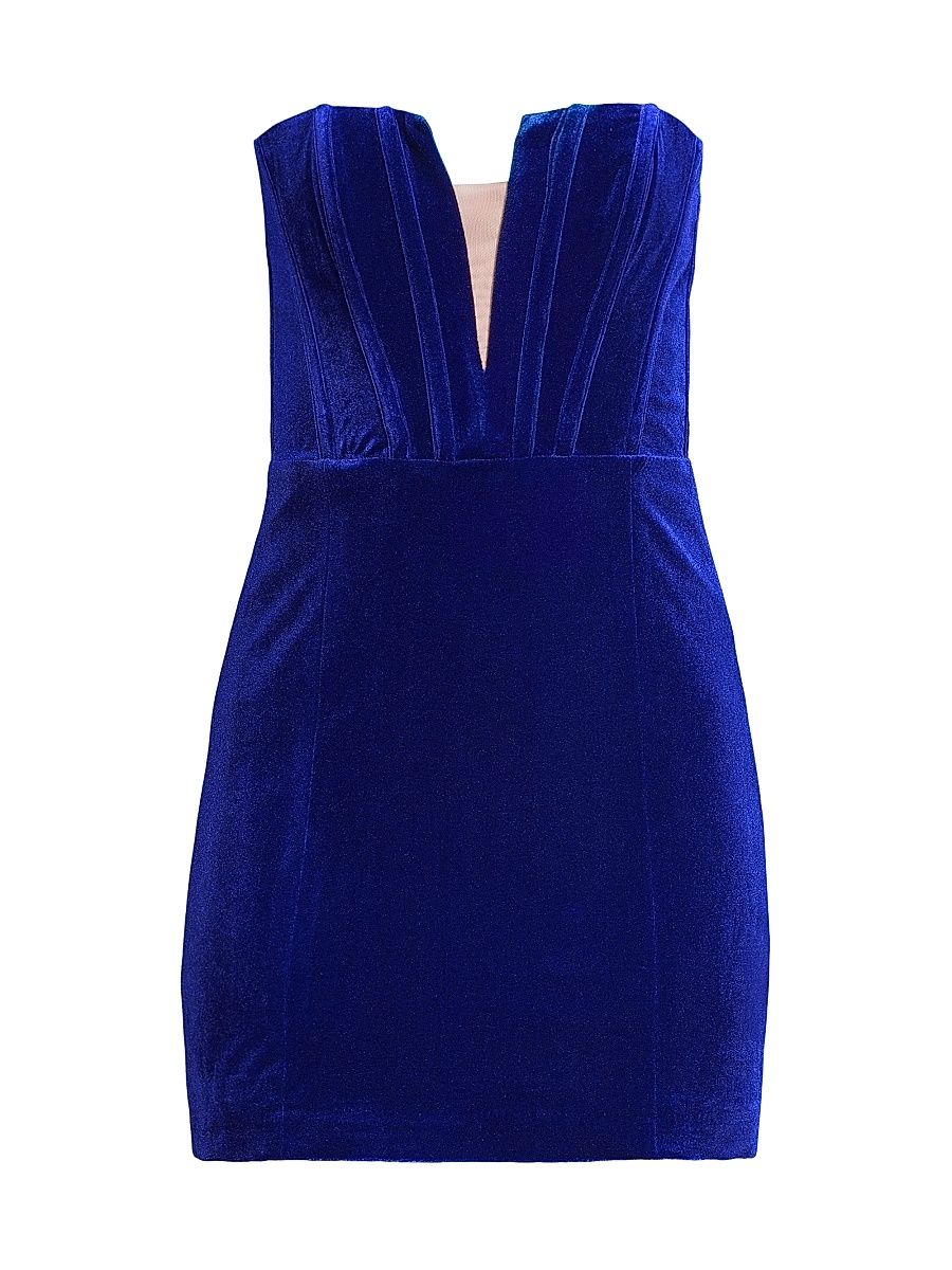 Women's Lennon Strapless Velour Minidress - Cobalt - Size 12