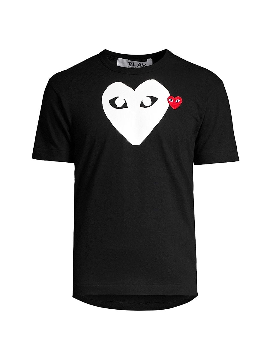 Men's Large Heart Cotton Tee - Black - Size Small
