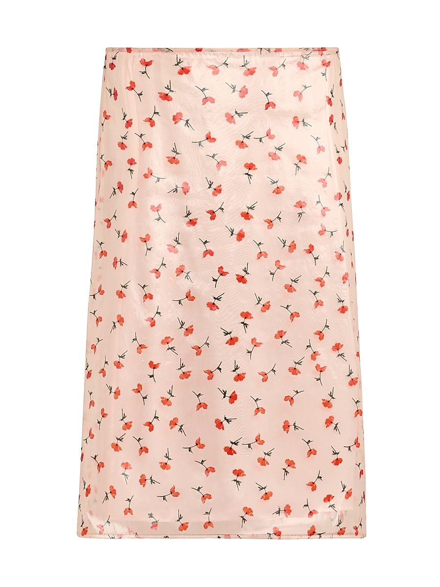 Women's Floral Organza Knee-Length Skirt - Pink Salt - Size 18