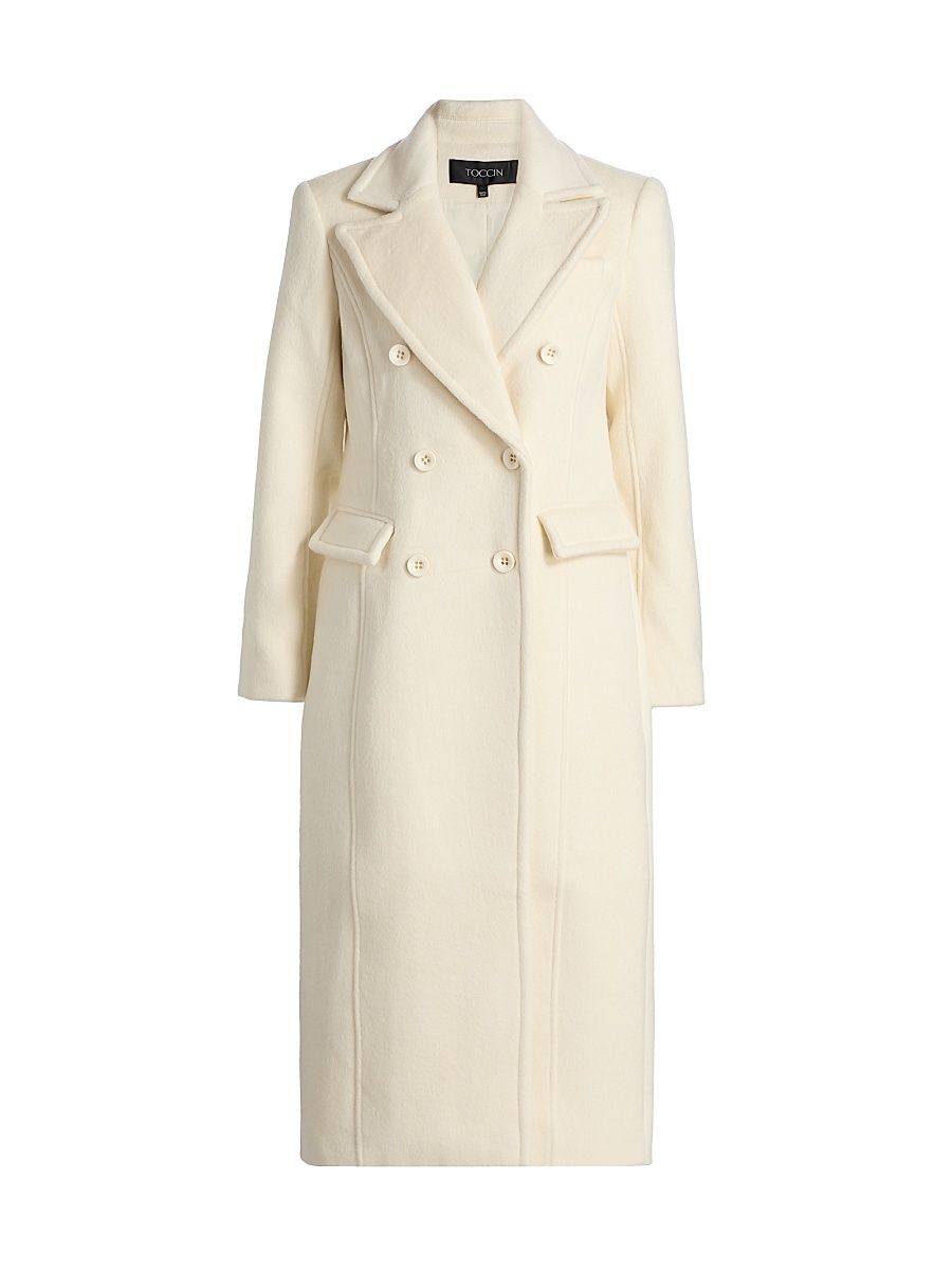 Women's Bria Wool-Blend Double-Breasted Coat - Ivory - Size XL