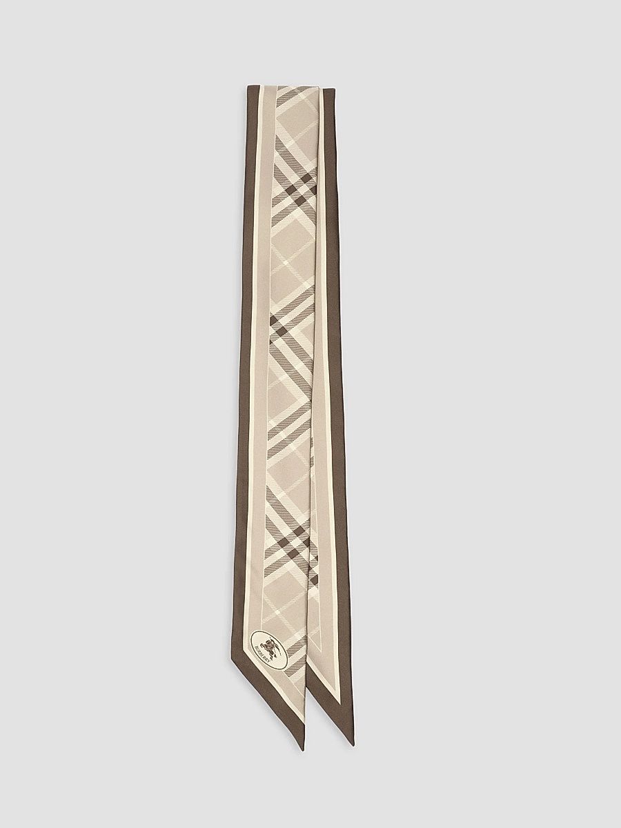 Burberry Women's Bordered Check Cashmere Scarf - Dove Grey