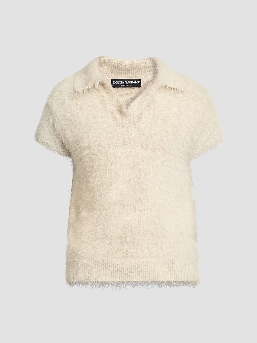 Dolce & Gabbana Men's Textured Polo Shirt - Medium Beige - Size 44