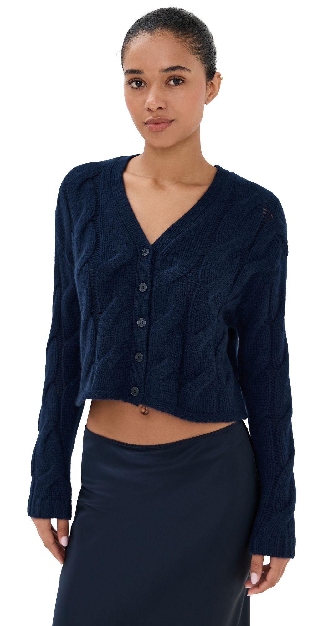 Sablyn Jolie Cashmere Cropped Cardigan Midnight Navy XS