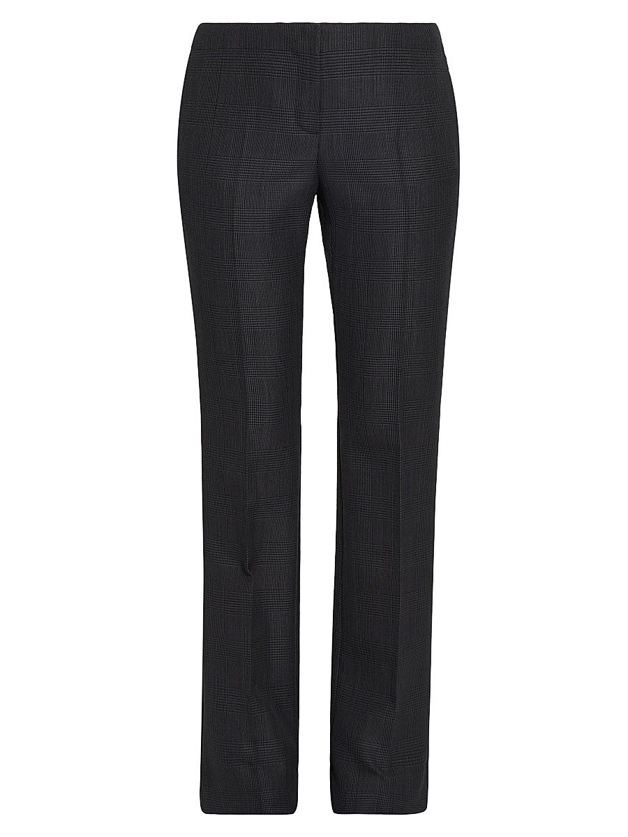 Women's Prince Of Wales Wool-Mohair Pants - Black Dark Grey - Size 0