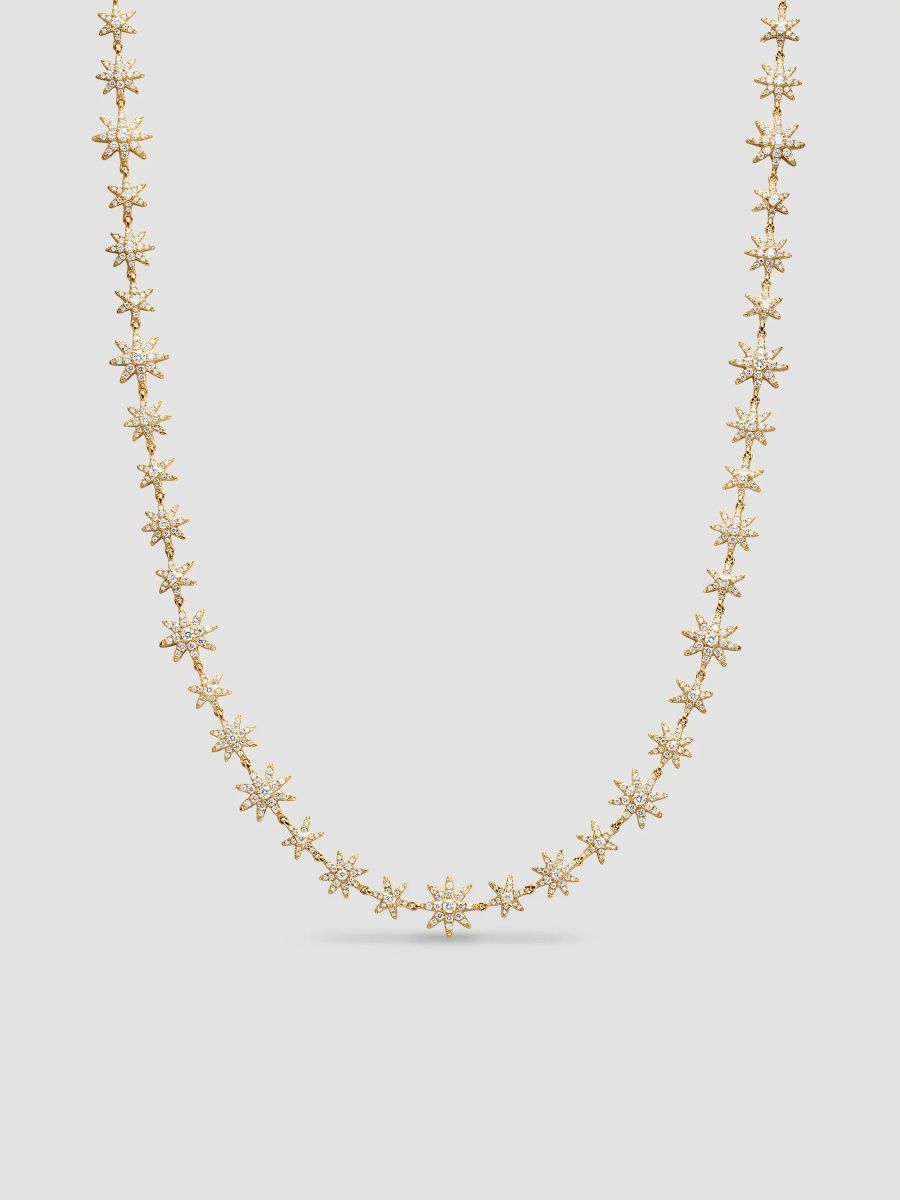 David Yurman Women's Petite Starburst Tennis Necklace in 18K Yellow Gold - Gold Multi - Size 18