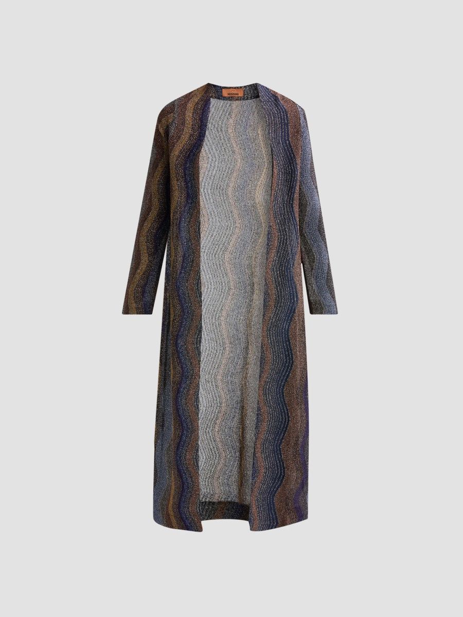 Missoni Women's Wave Lamé Knit Cardigan - Violet Gold Black - Size 10