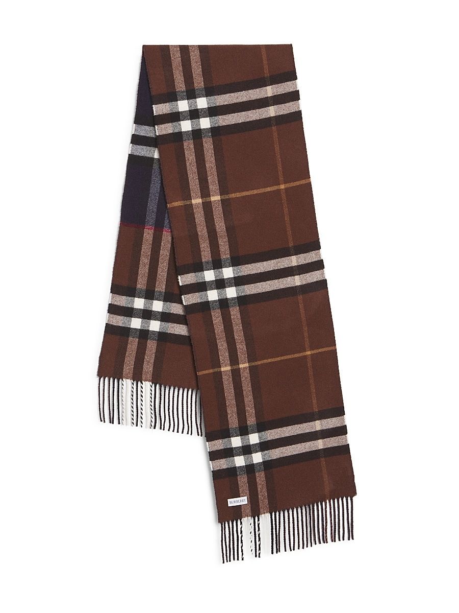 Men's Check Cashmere Scarf - Ink Blue Treacle