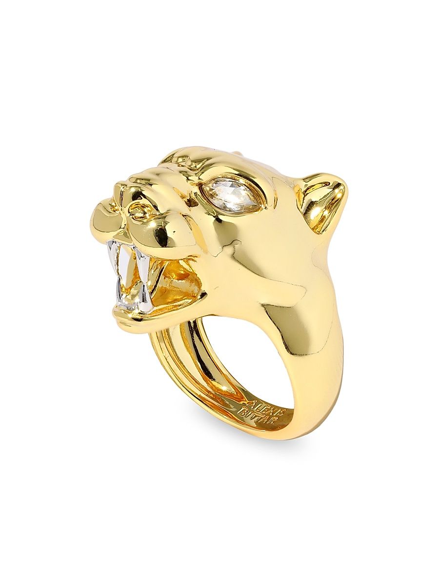 Women's Two-Tone & Glass Crystal Panther Head Ring - Gold - Size 8