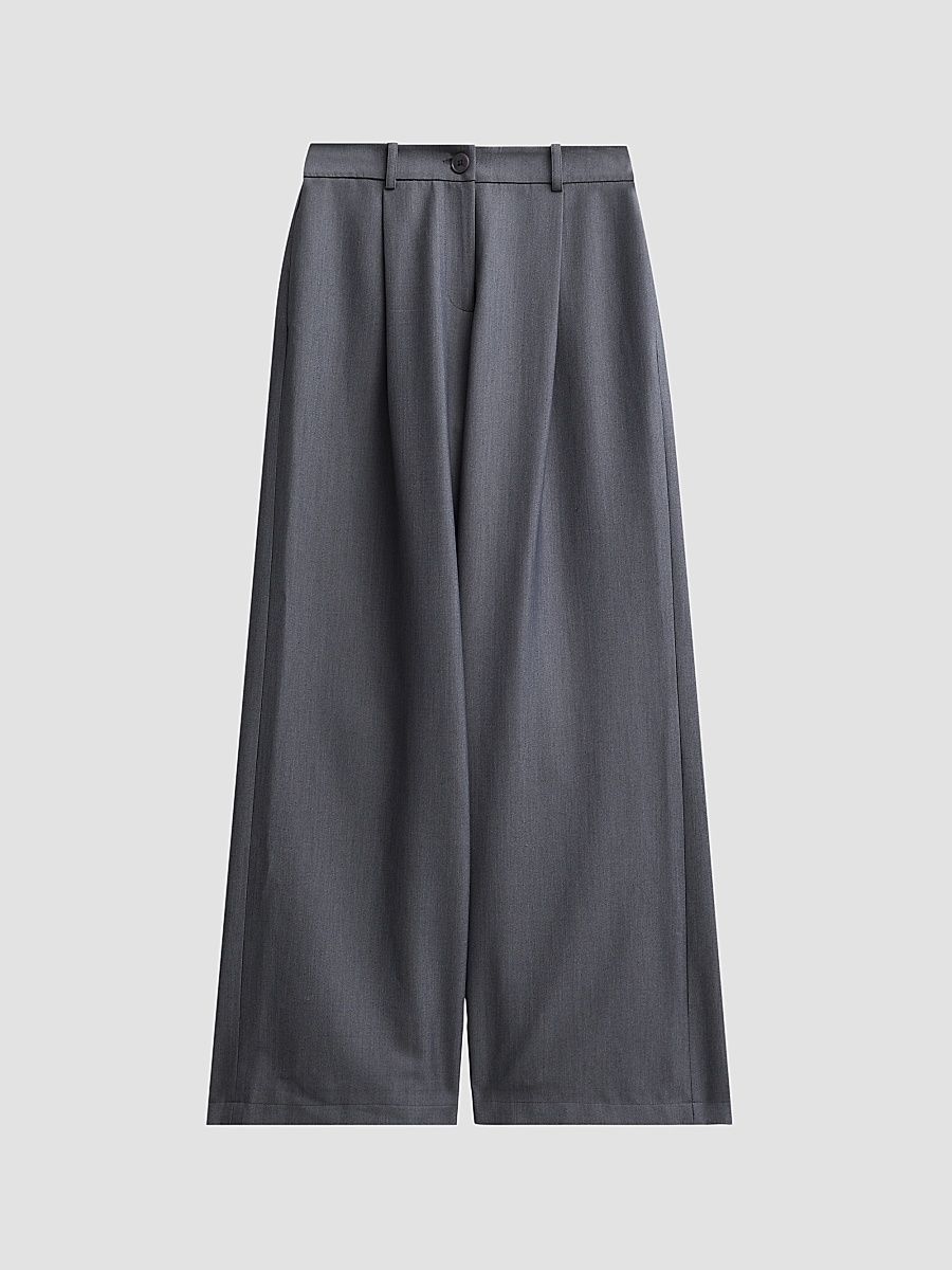 Women's Solara Pleated Wide-Leg Trousers - Steel - Size 10