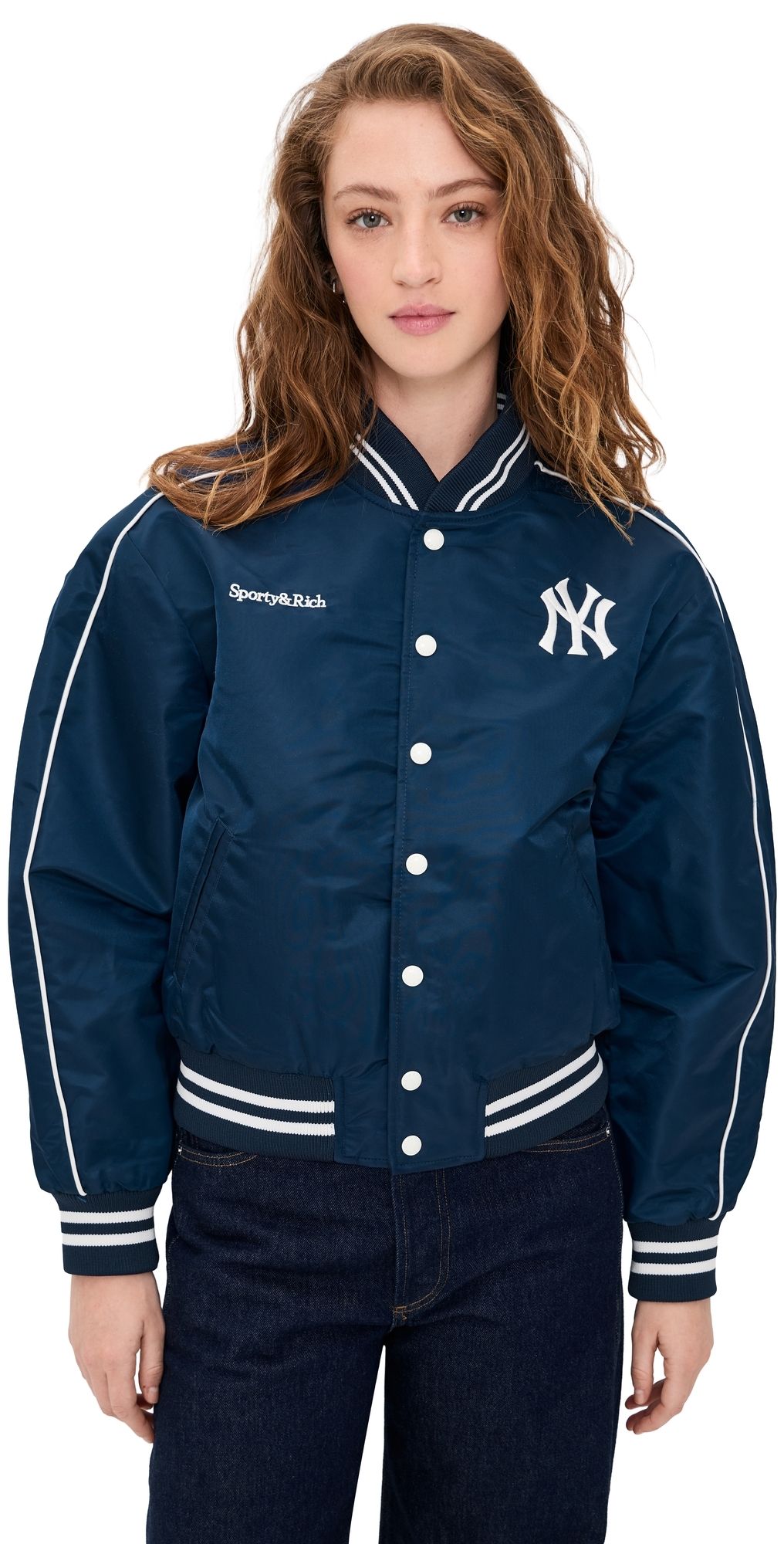 Sporty & Rich Yankees Varsity Jacket Dark Navy/White L
