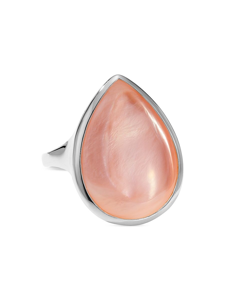 Women's Ondine Sterling Silver & Brown Shell Teardrop Ring - Pink Mother Of Pearl - Size 7