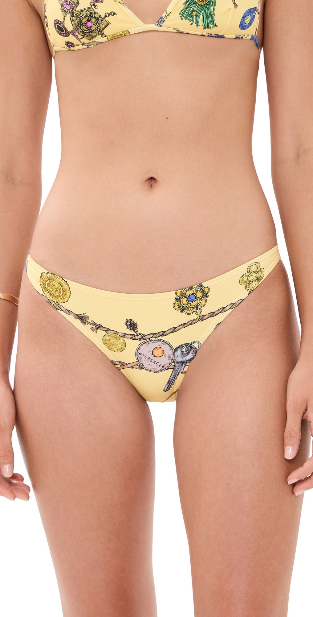 Versace Broken Jewels Printed Bikini Bottoms Burro/Azur/Gold 1