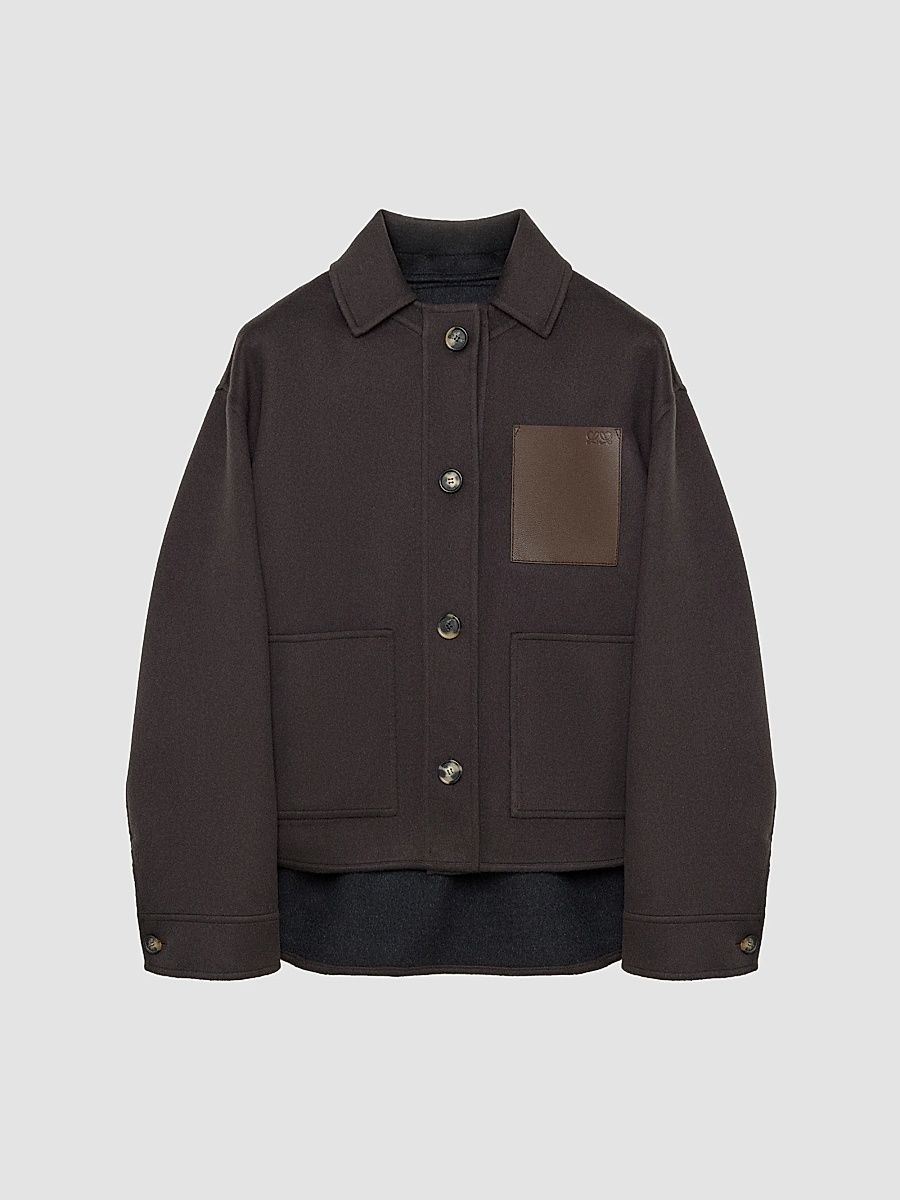 Women's Collared Wool-Cashmere Workwear Jacket - Brown Grey - Size 12