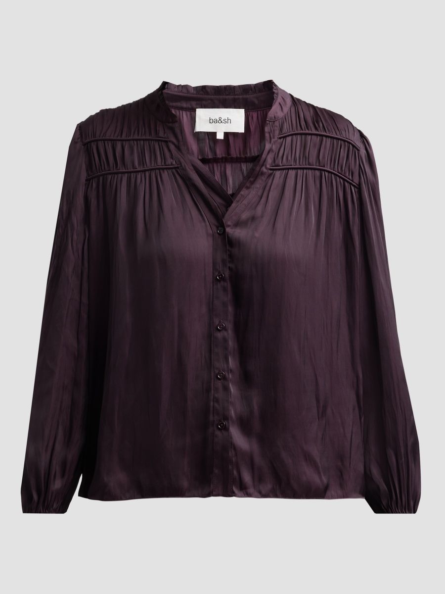 ba & sh Women's Cessia Ruched-Yoke Shirt - Aubergine - Size Large