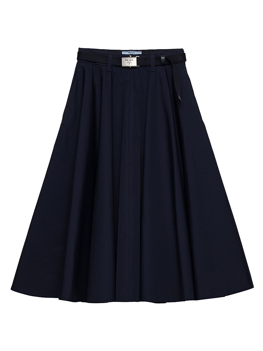 Women's Poplin Midi-Skirt - Blue - Size 4