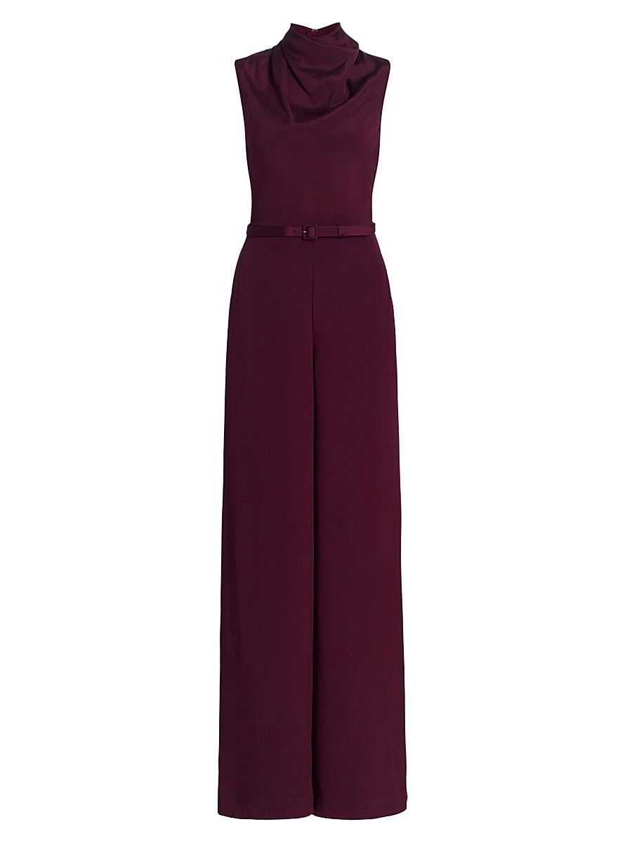 Women's Parigi Silk Crepe Jumpsuit - Merlot - Size 12
