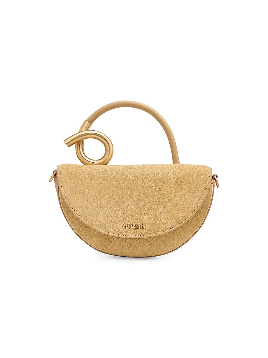 Women's Nano Azariah Half-Moon Suede Top Handle Bag - Sand
