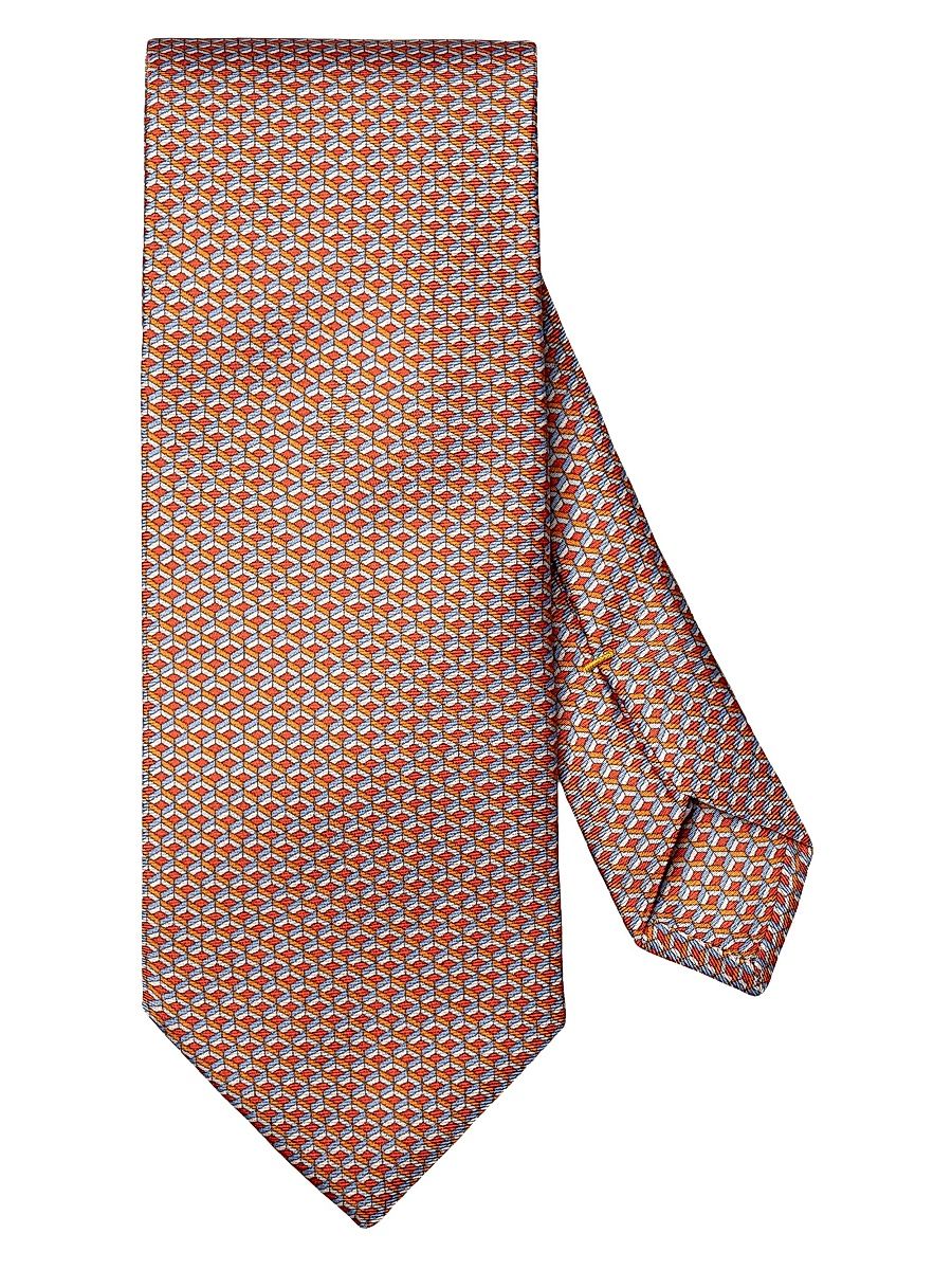 Men's Geometric Silk Tie - Orange