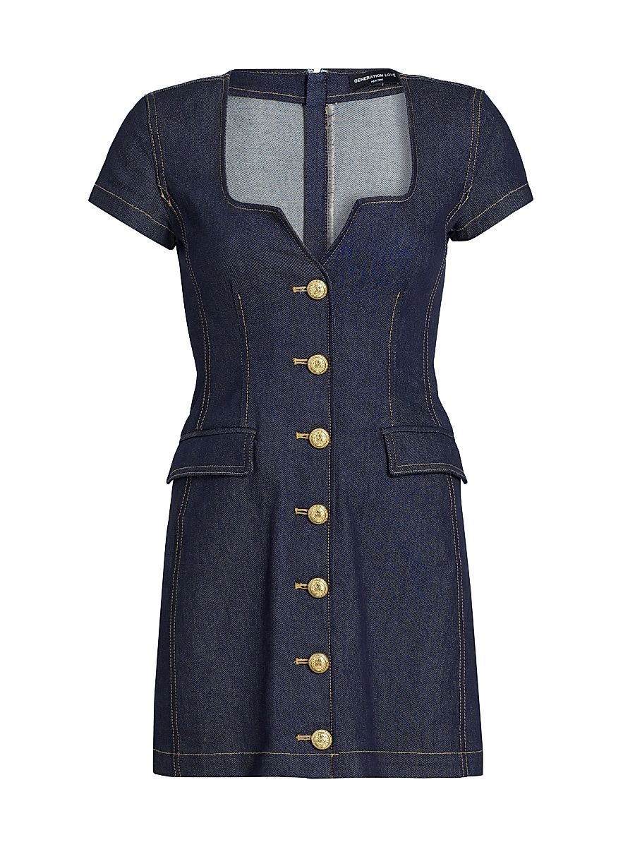 Women's Brunella Stretch Denim Minidress - Dark Denim Blue - Size Small