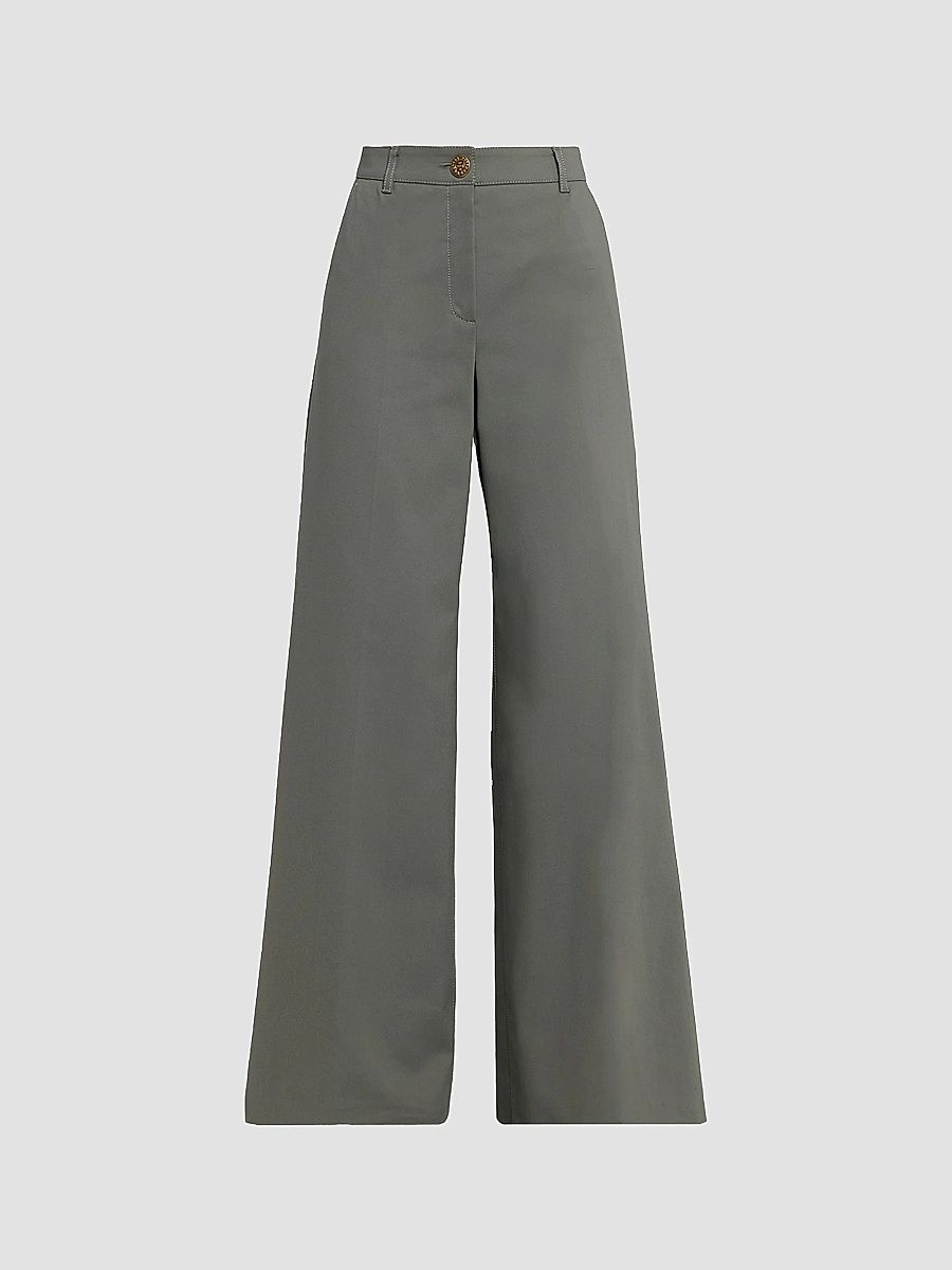Maison Common Women's Cotton-Blend Wide-Leg Pants - Green - Size 12