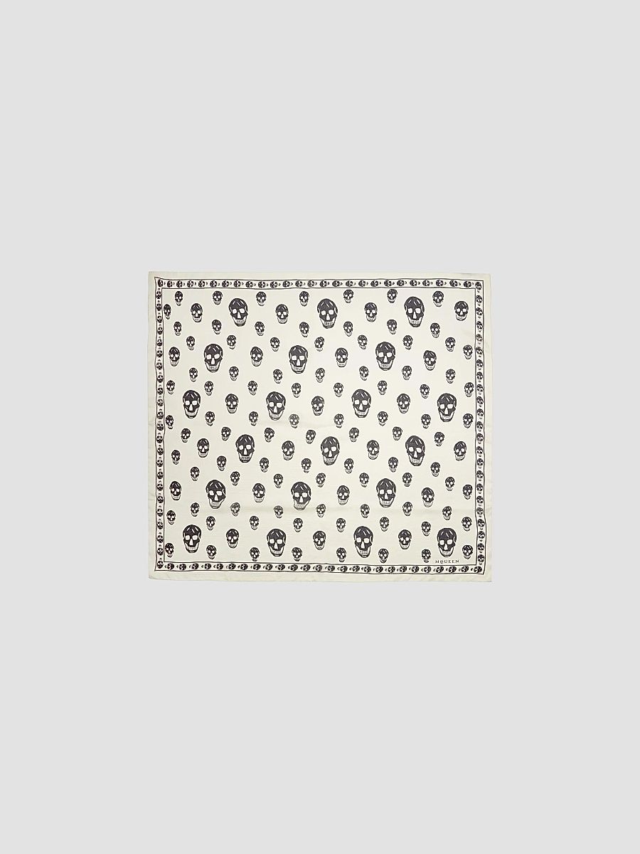 McQueen Women's Silk Skull Scarf - Ivory Black