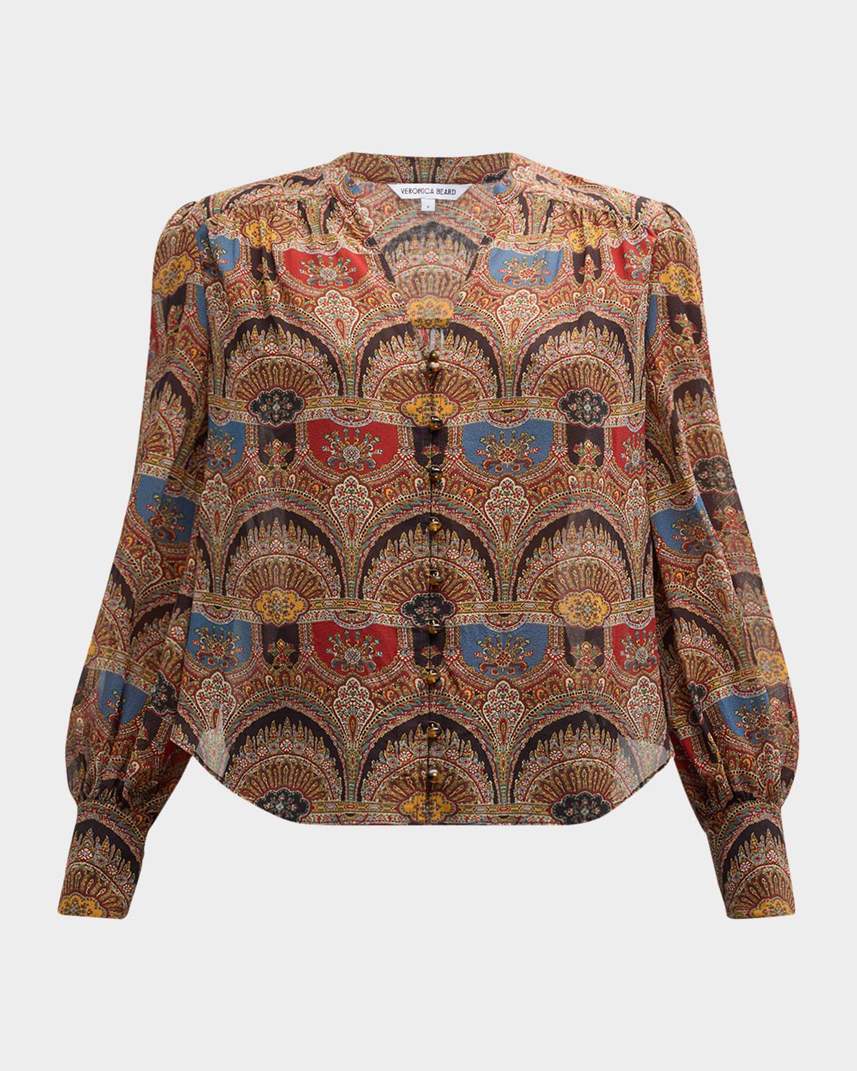 Esmeralda Long-Sleeve Silk Top