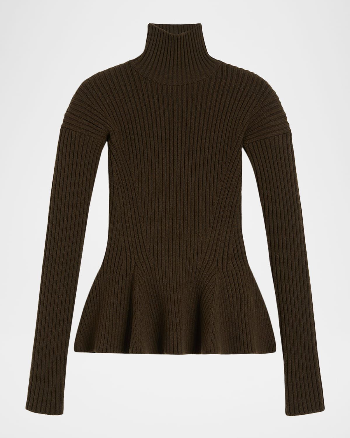Ribbed Wool-Cashmere Peplum Sweater