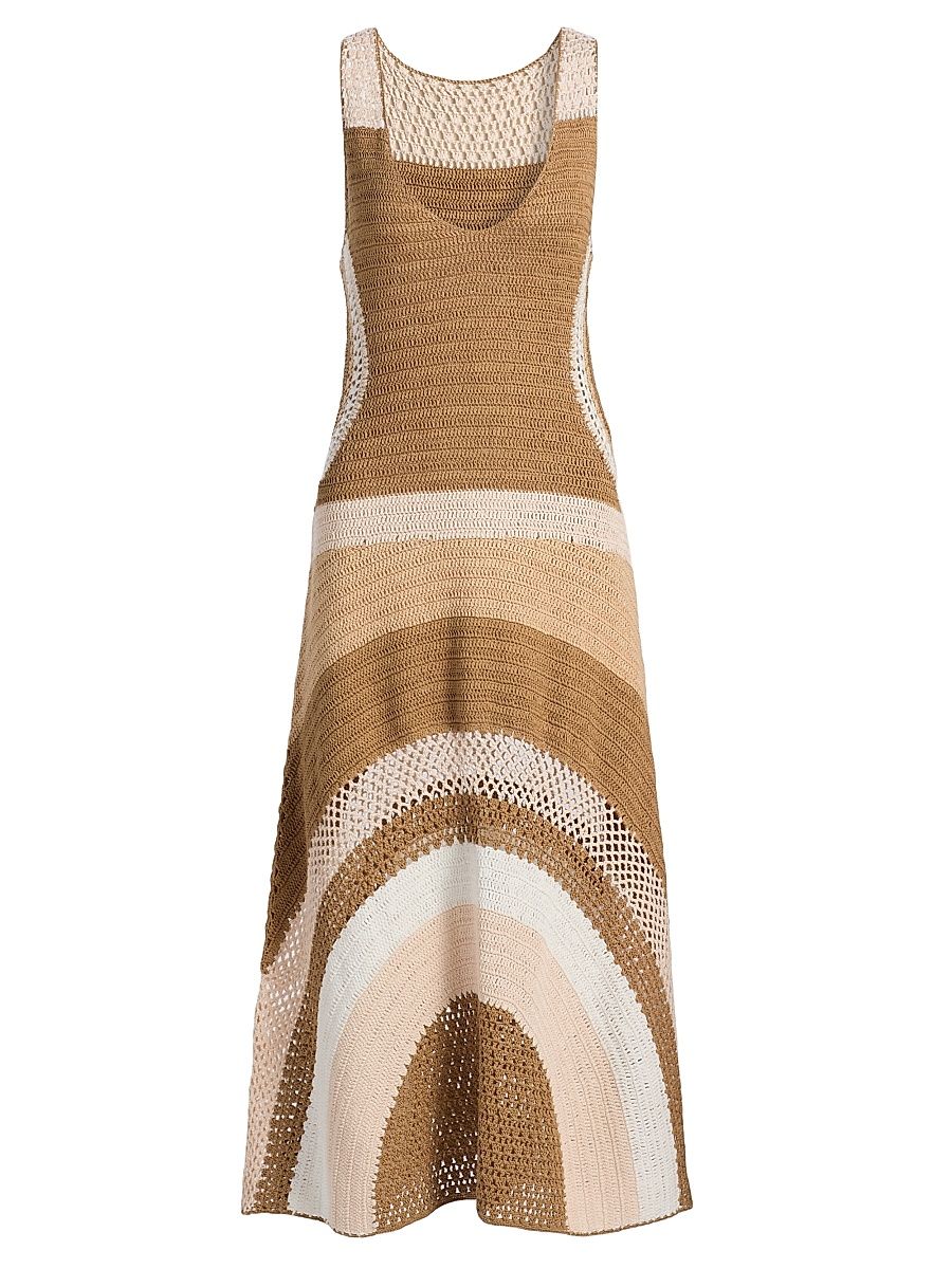 Women's Cadence Crochet Colorblock Midi-Dress - Sandstone Multi Colorblock - Size XL