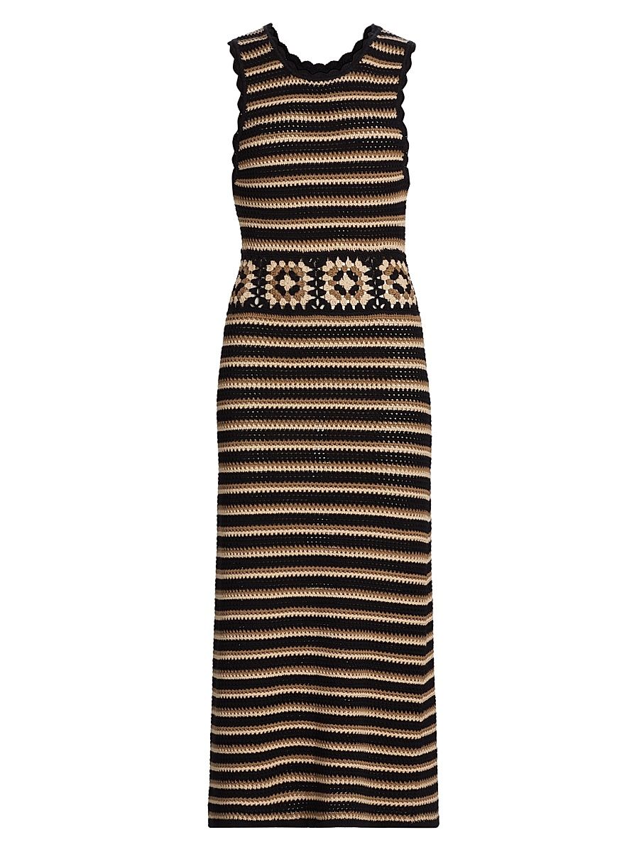 Women's Coco Stripe Knit Midi-Dress - Milos Crochet - Size Medium