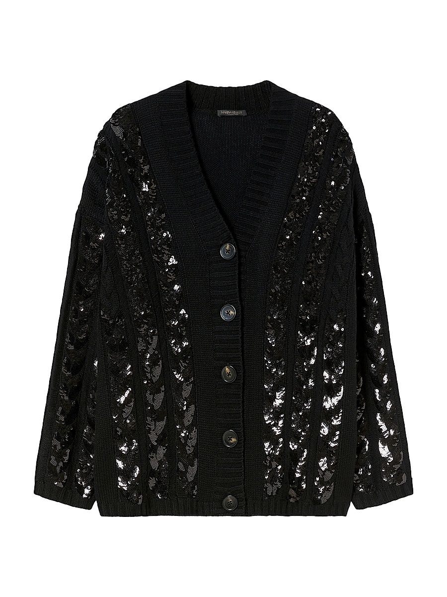Women's Cardigan with Embroidery - Black - Size XL