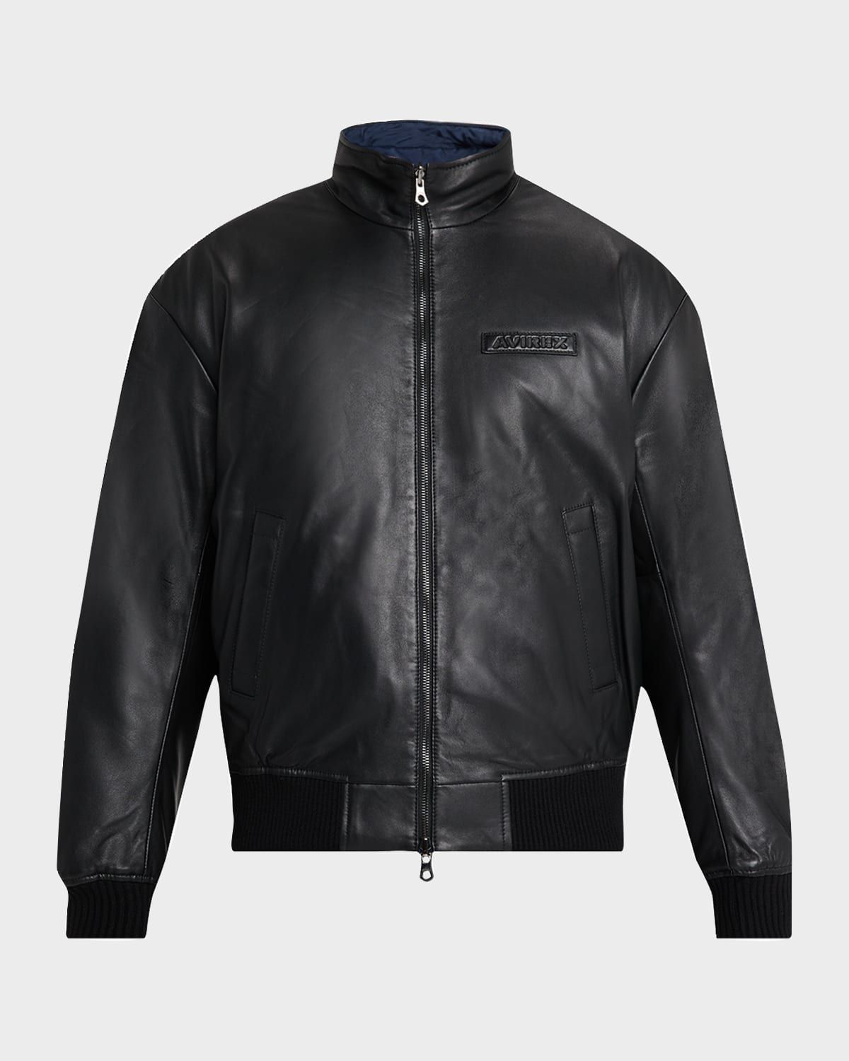 Men & apos;s Reversible Nylon to Napa Leather Track Jacket