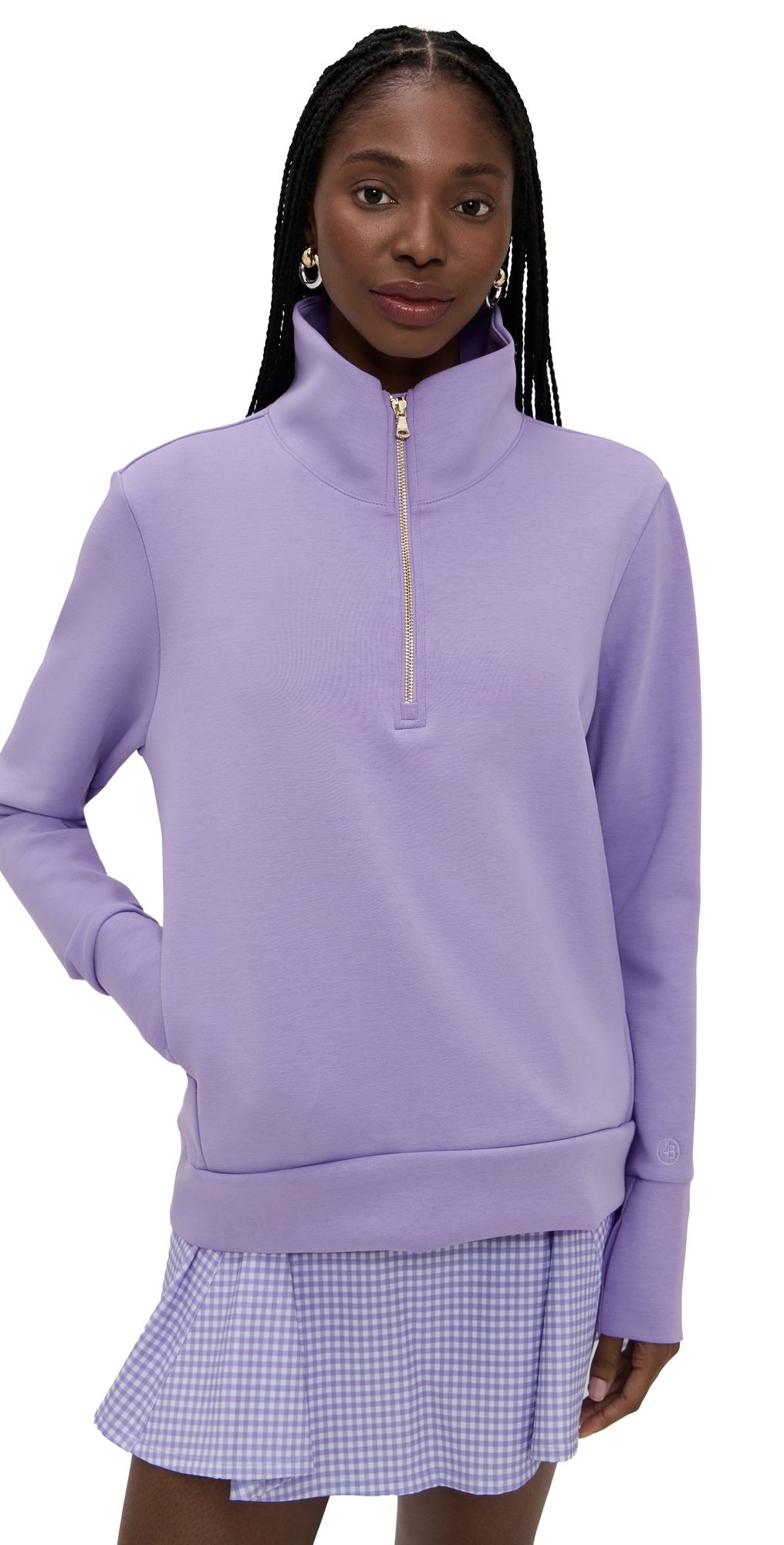 Addison Bay Everyday Quarter Zip Sweatshirt Lavender M