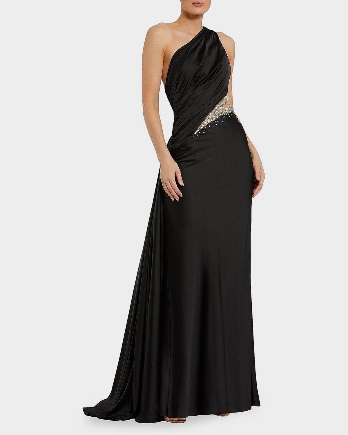 Cutout Satin One-Shoulder Gown