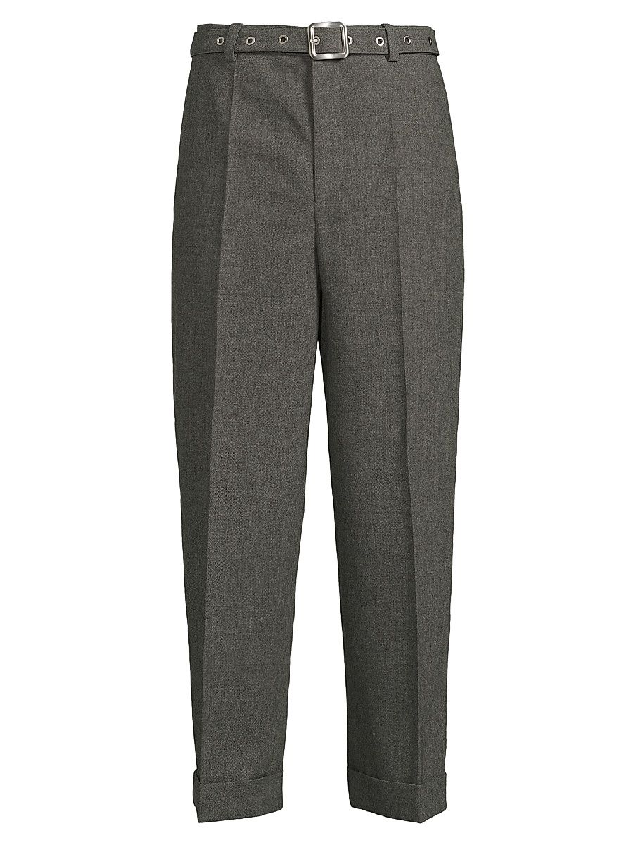 Men's Belted Wool Trousers - Volcanic Glass - Size 32