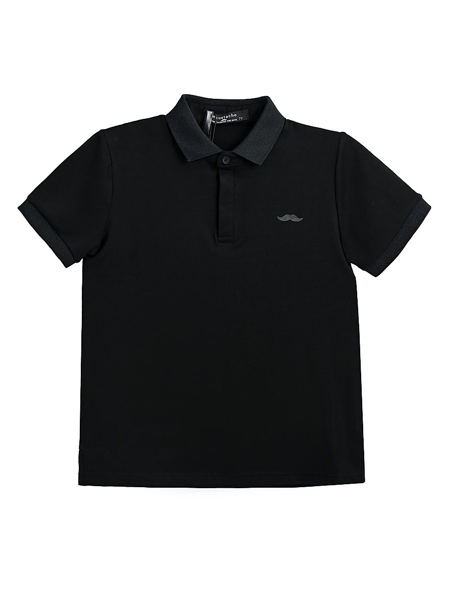 Little Boy's & Boy's Polo Shirt with Trim - Black - Size 14