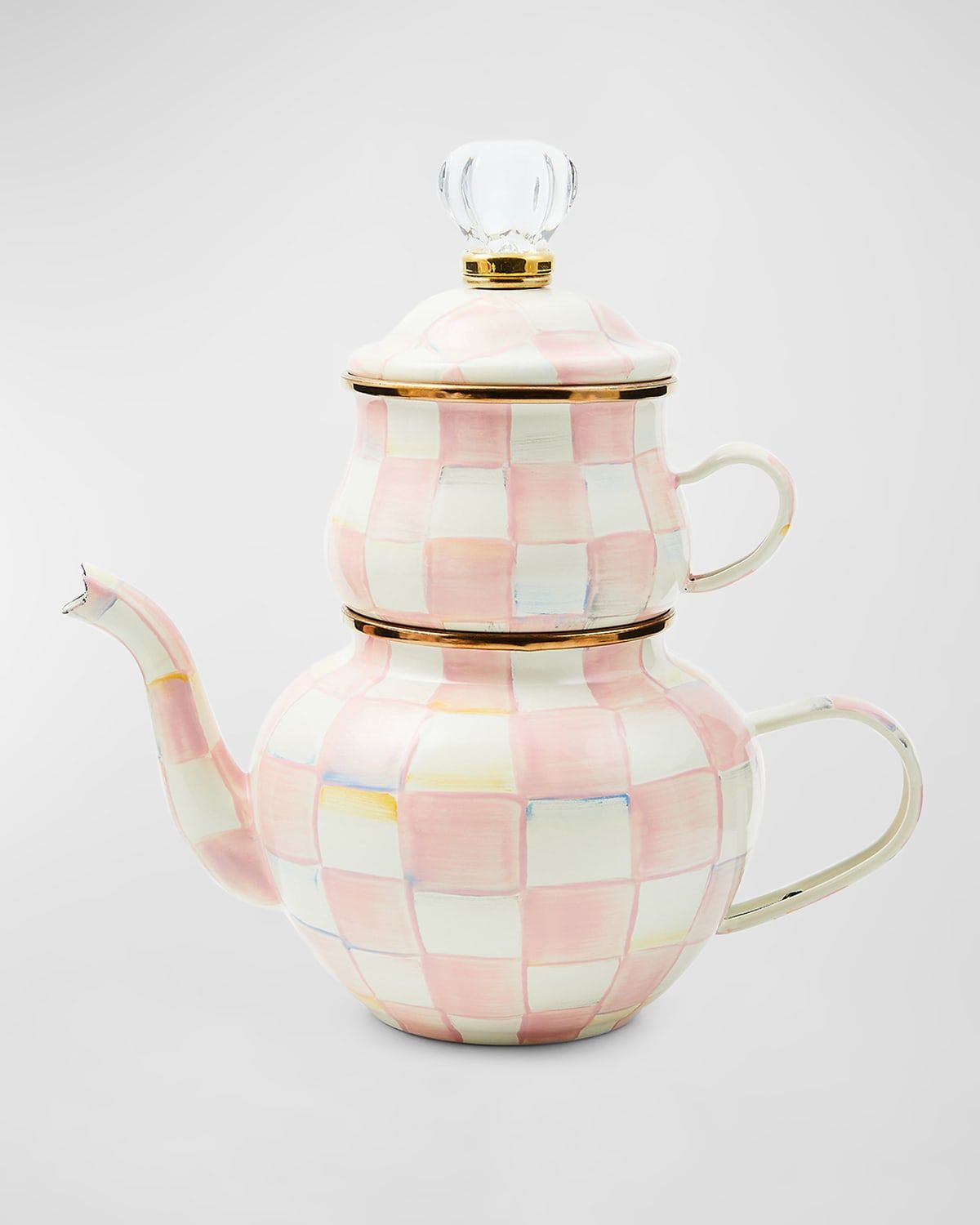 Rosy Check Enamel High Tea Set