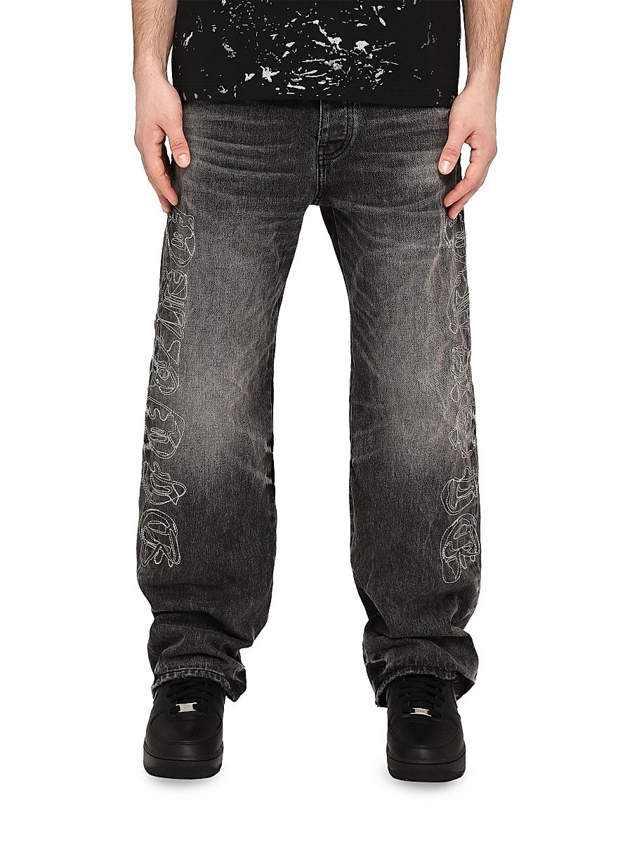 Men's Traced Gothic Wordmark Jeans - Black - Size 40