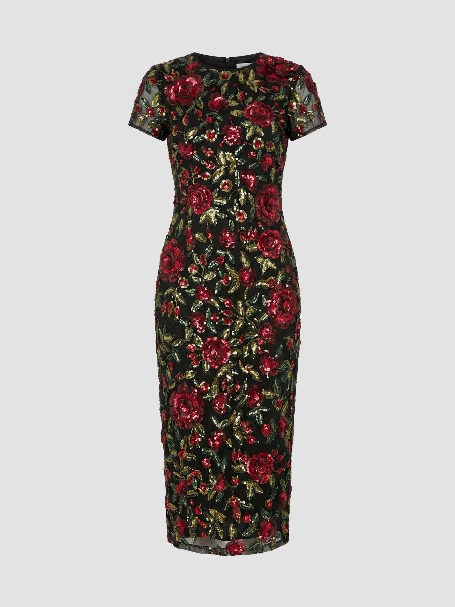 Mac Duggal Women's Sequined Floral Mesh Gown - Black Multi - Size 16