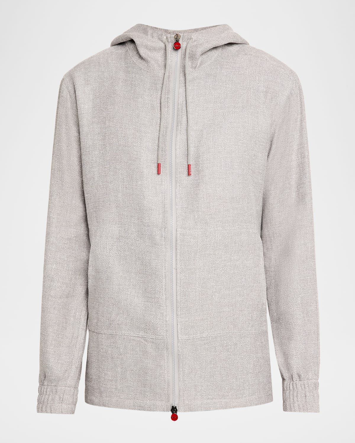 Men & apos;s Linen, Silk and Cotton Hooded Full-Zip Overshirt